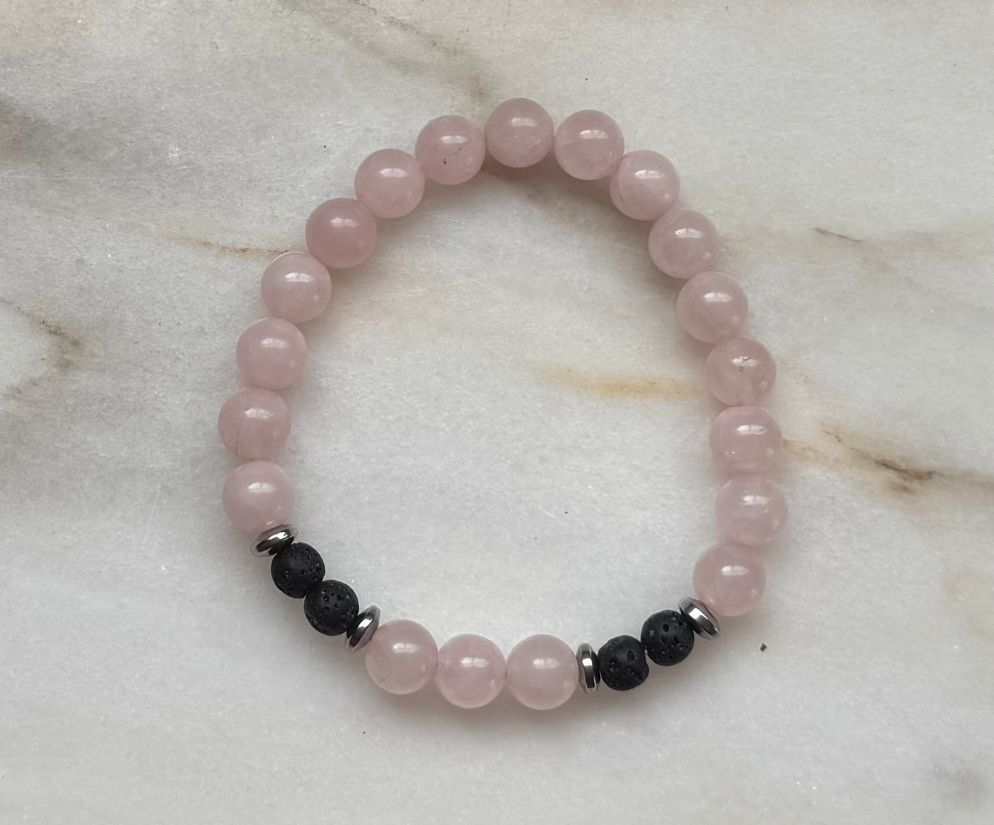 Love's Armor | Rose Quartz Bracelet with Lava Stone