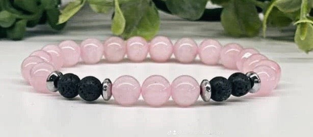 Love's Armor | Rose Quartz Bracelet with Lava Stone