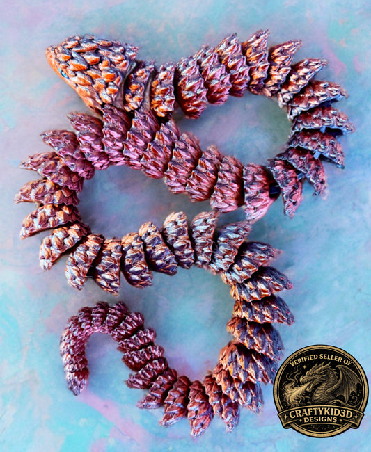 31-inch Hand-Painted Articulated Forest Viper 3D Sculpture