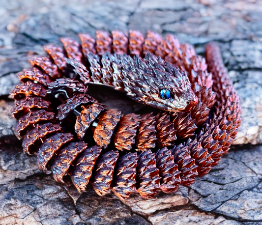 31-inch Hand-Painted Articulated Forest Viper 3D Sculpture