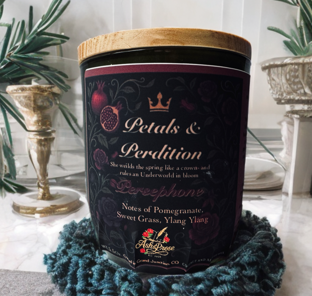 Hades & Persephone Candle Set ∣ God & Goddess Mythology Gift ∣ Garnet & Hematite Crystals ∣ Dark Romance Candles