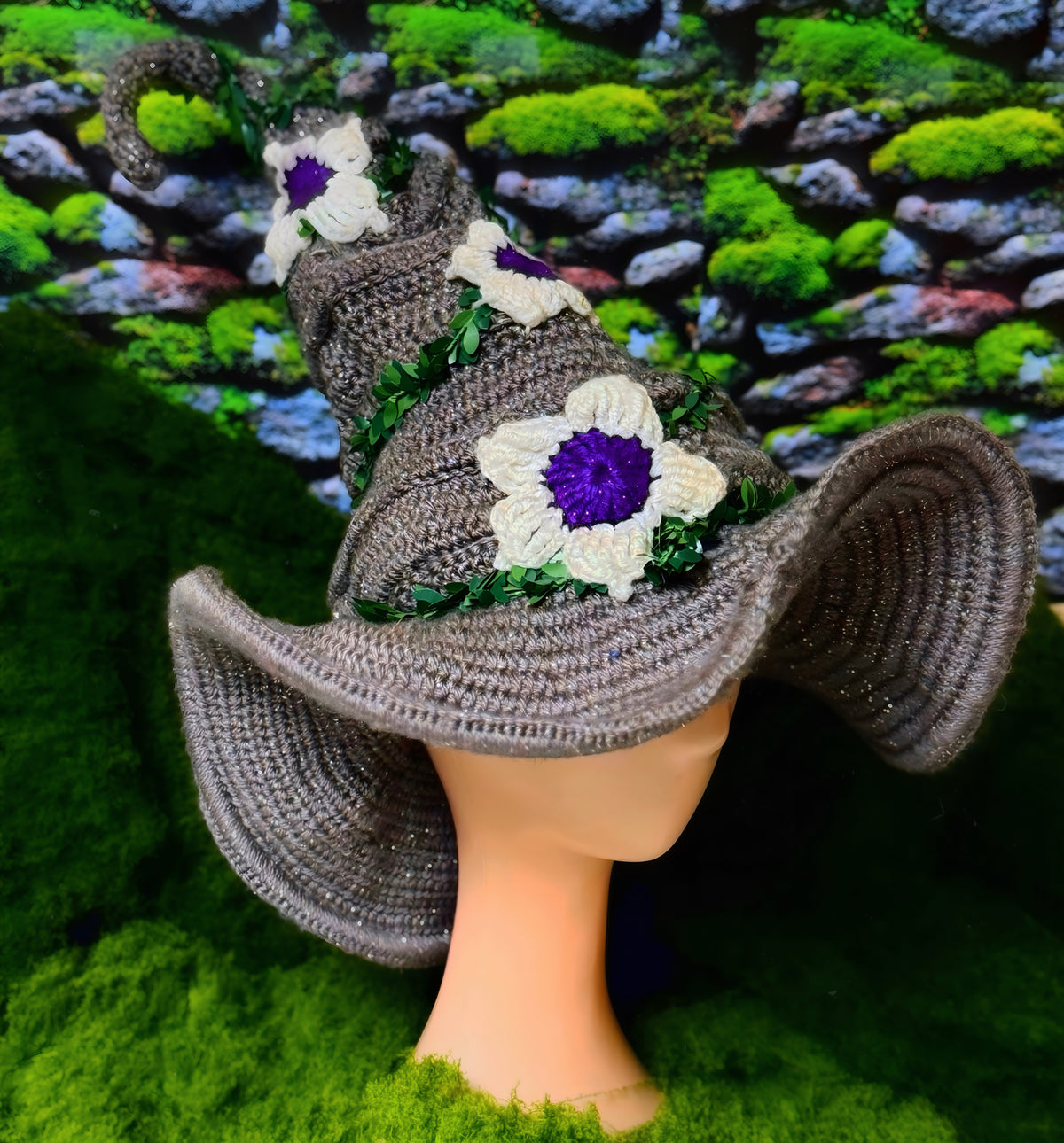 Garden Hag Witch Hat | Hand Crocheted with Flowers & Vines