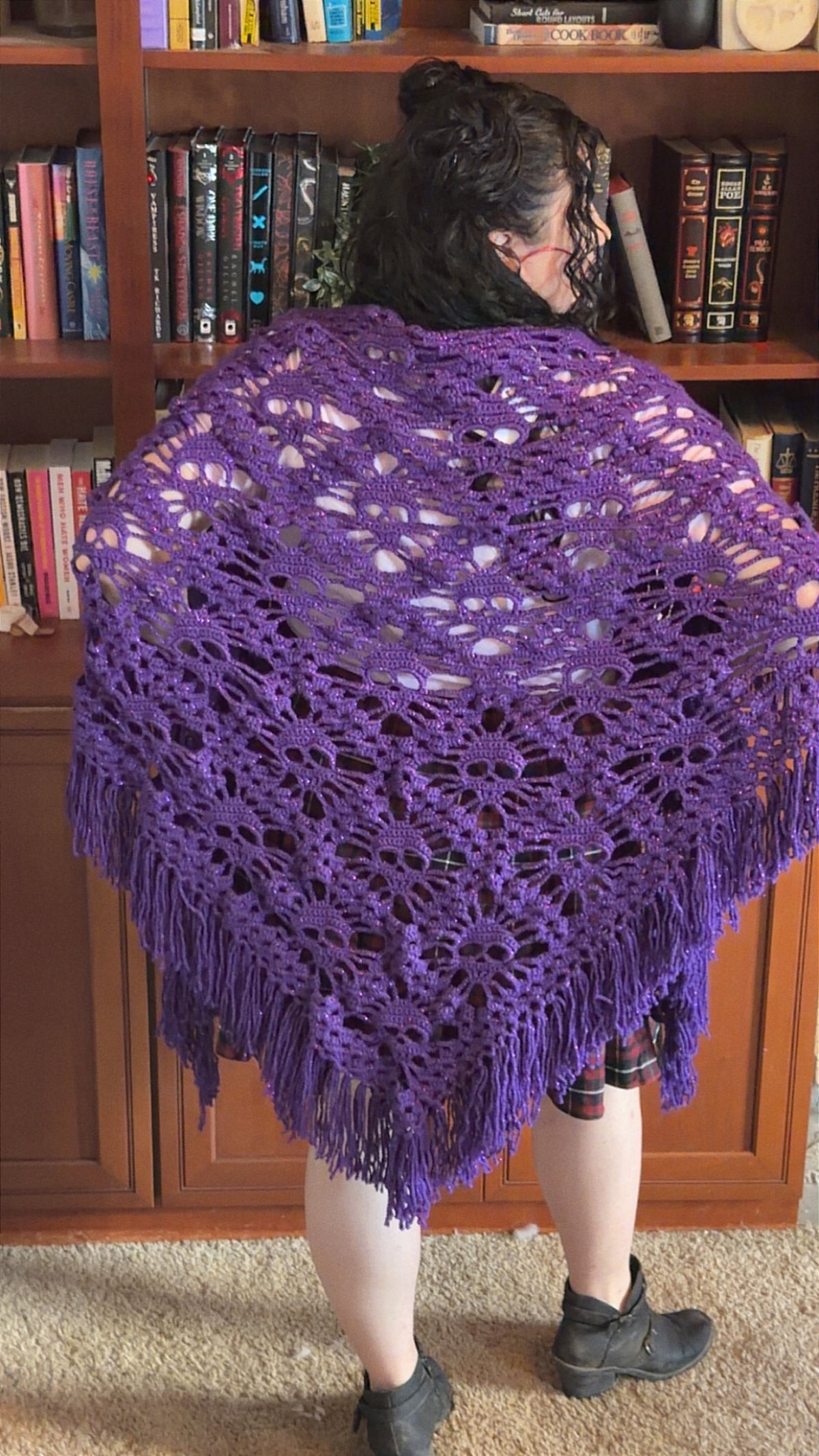 Crochet Skull Shawl | The Lost Souls Shawl in Sparkling Purple Rain