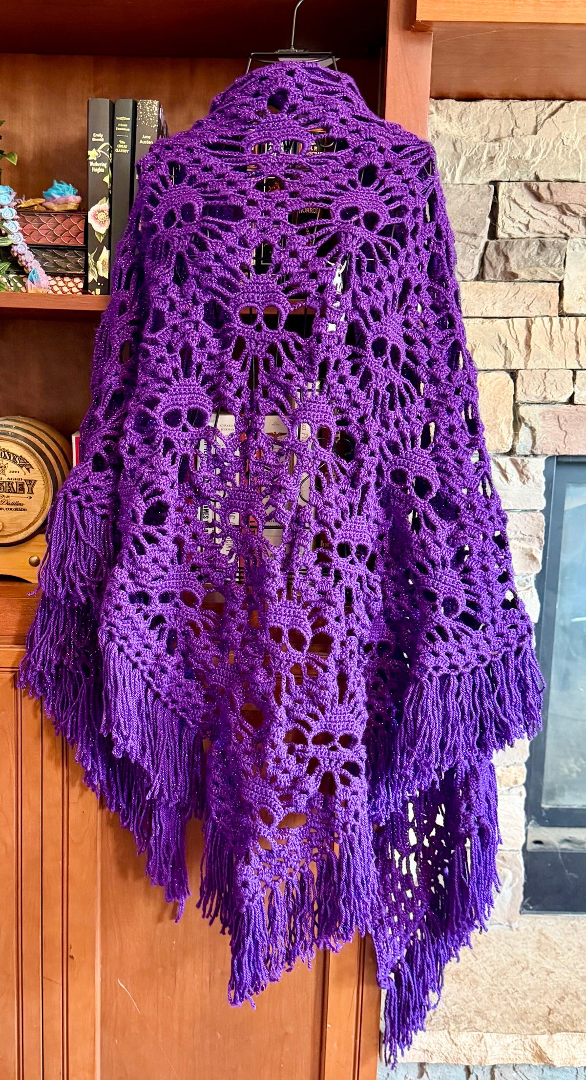 Crochet Skull Shawl | The Lost Souls Shawl in Sparkling Purple Rain