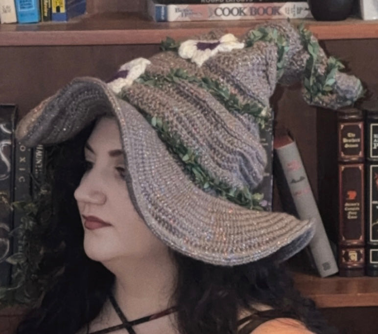 Garden Hag Witch Hat | Hand Crocheted with Flowers & Vines