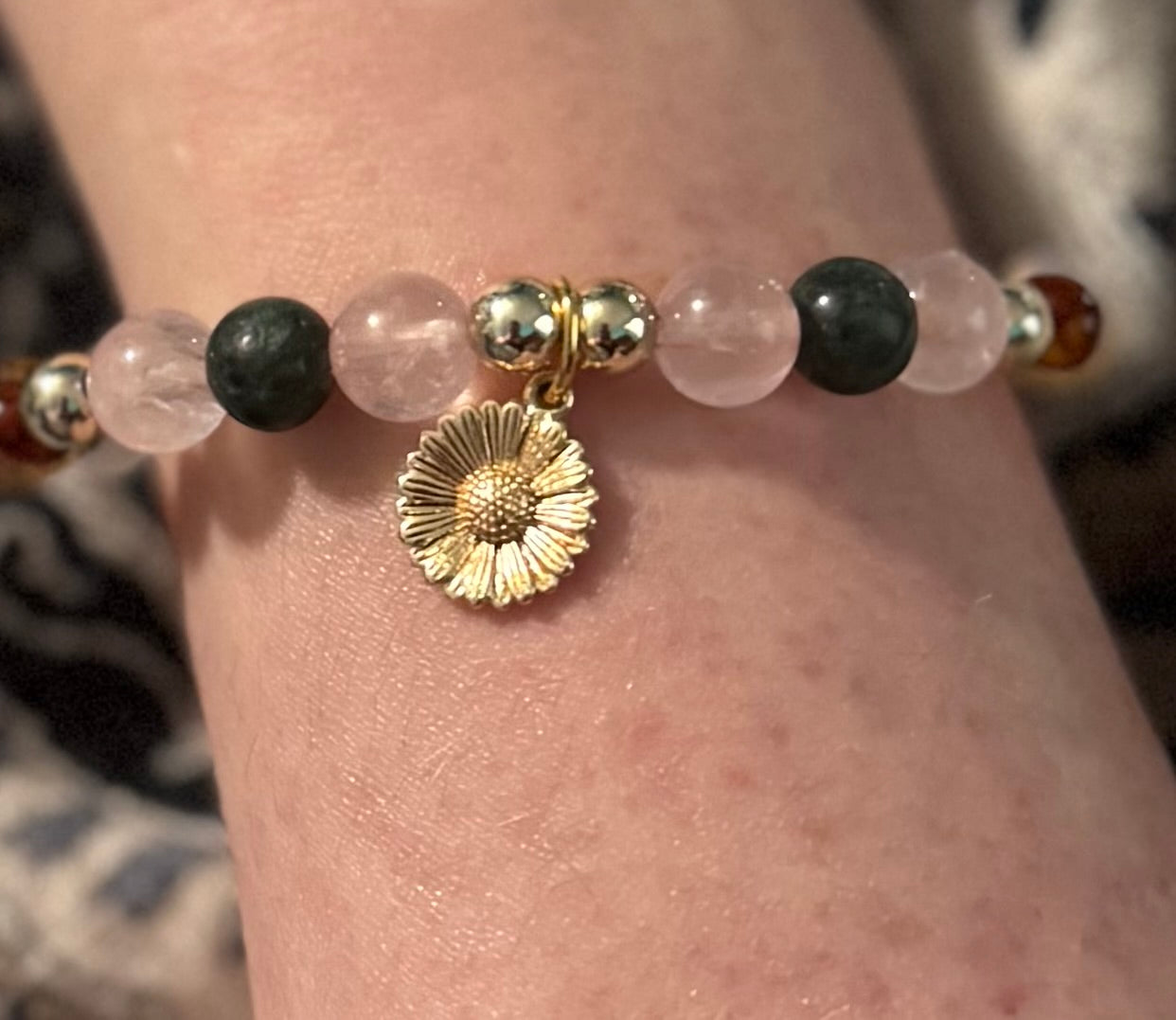 Freya’s Blessing Gemstone Bracelet Rose Quartz & Baltic Amber Talisman