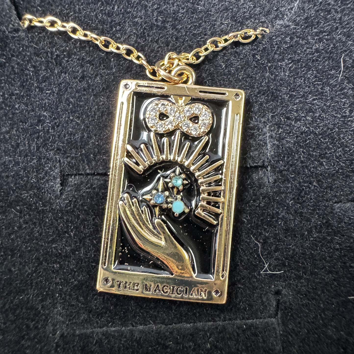 Decorative necklace with a Magician Tarot card