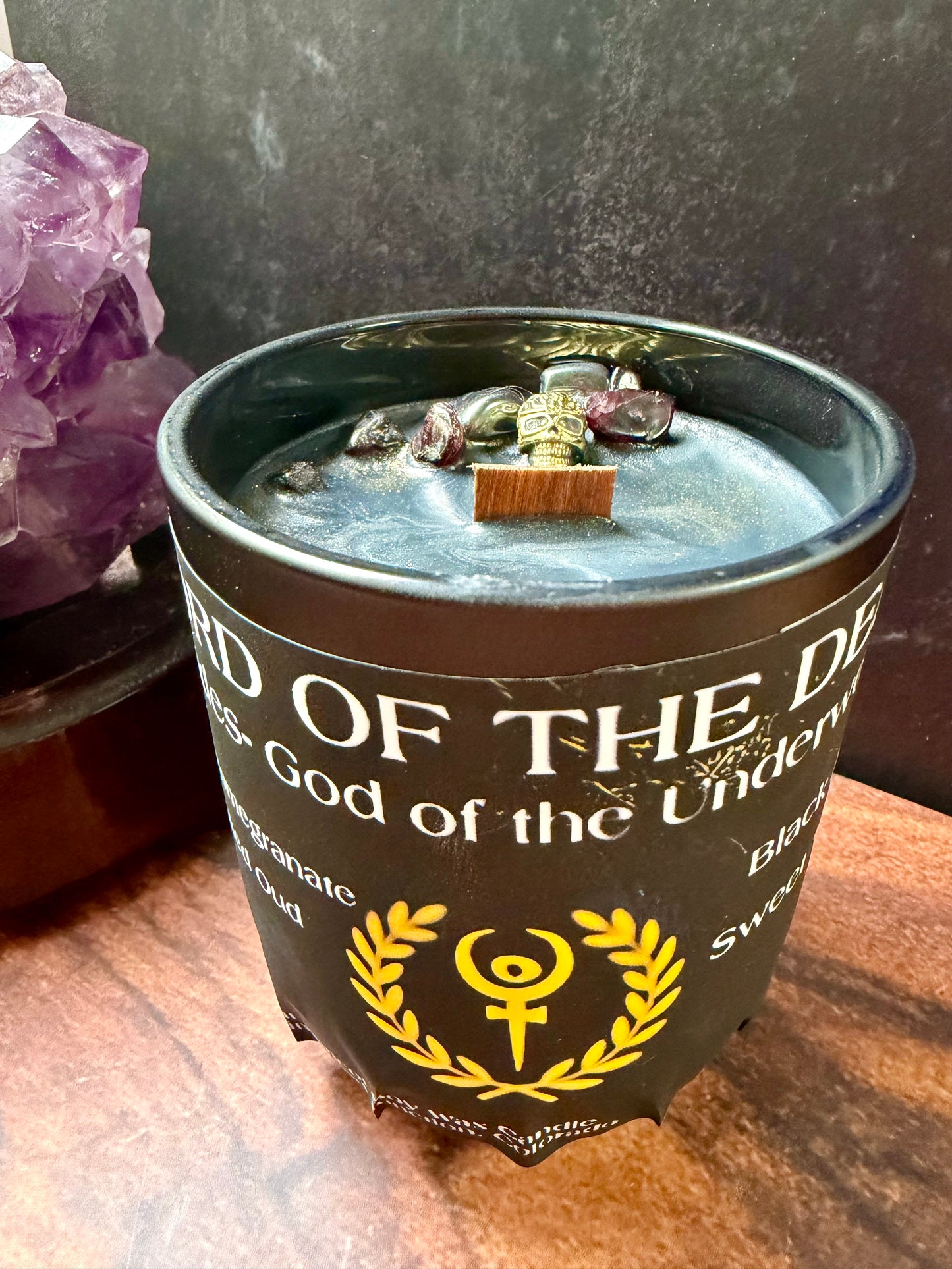 Hades & Persephone Candle Set ∣ God & Goddess Mythology Gift ∣ Garnet & Hematite Crystals ∣ Dark Romance Candles
