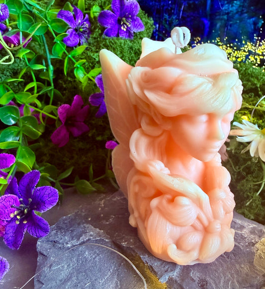 May Queen’s Ritual Sculptural Fairy Pillar Candle
