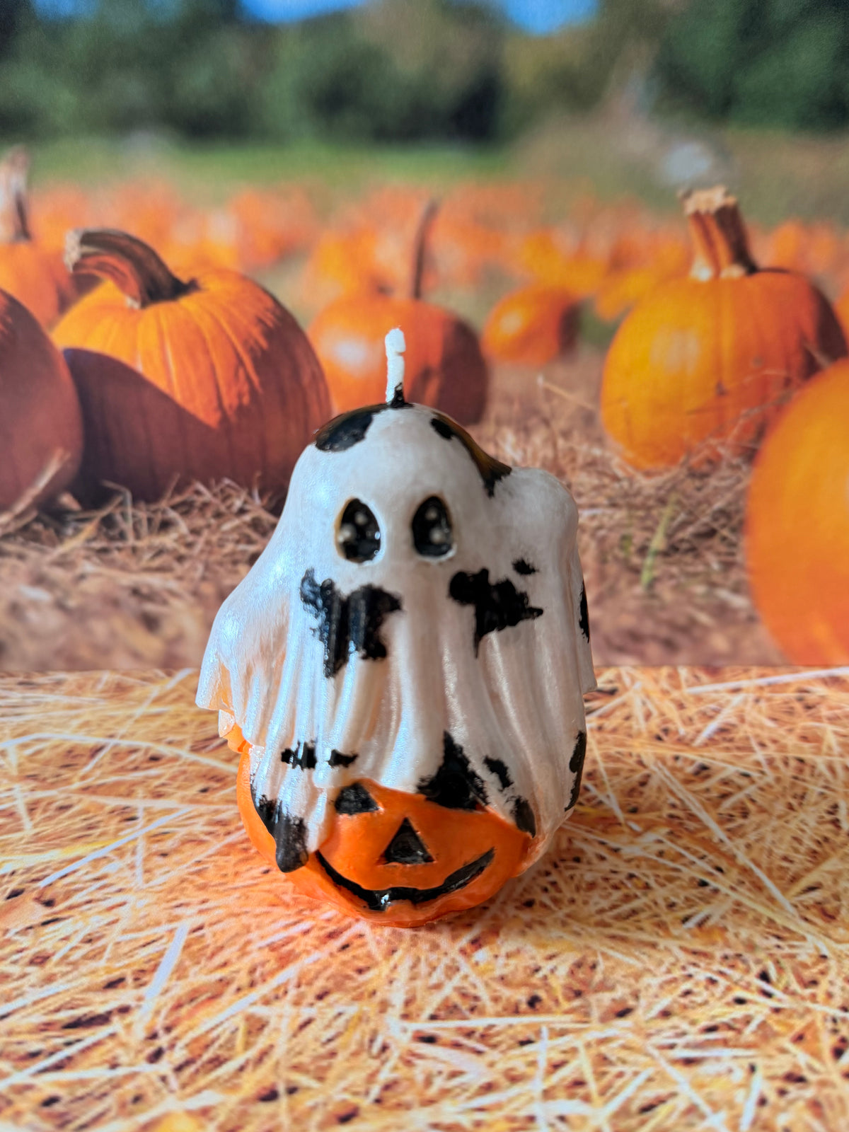 Pumpkin Patch Ghost Candle | Hand-Poured Soy Wax with Fig & Warm Spices