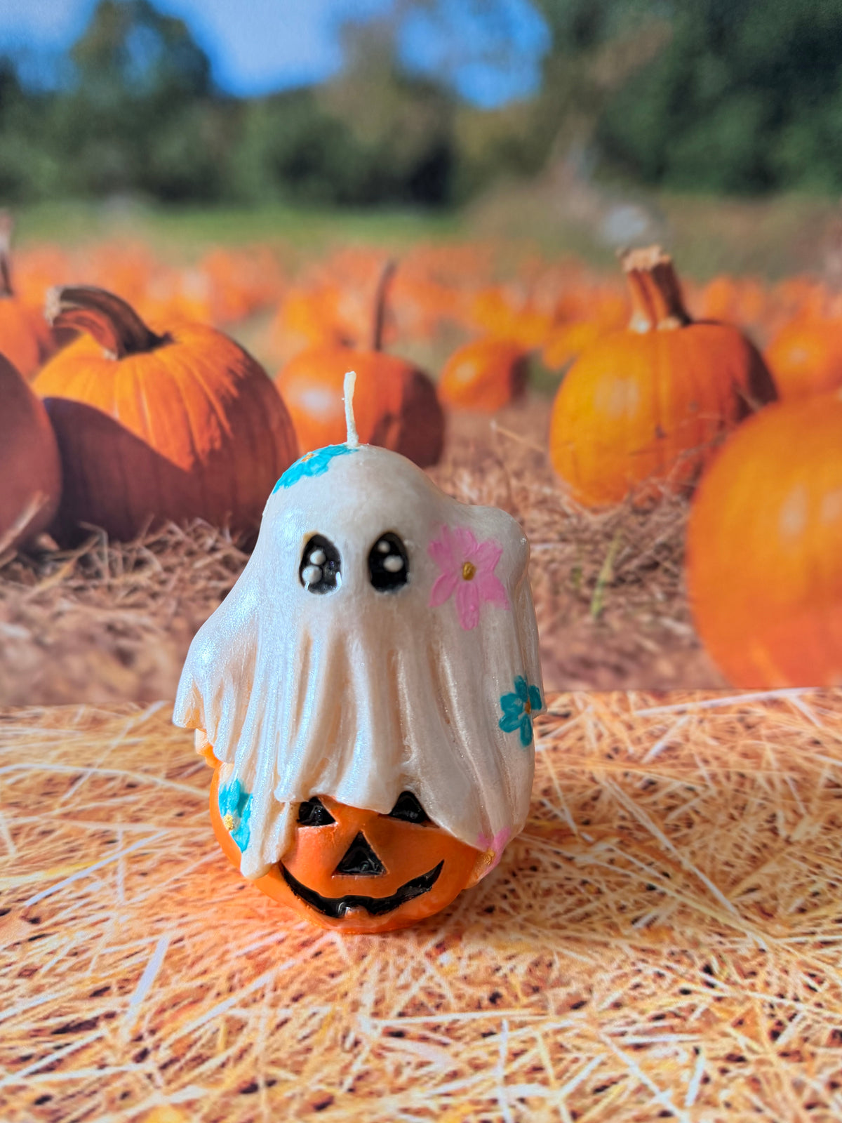 Pumpkin Patch Ghost Candle | Hand-Poured Soy Wax with Fig & Warm Spices