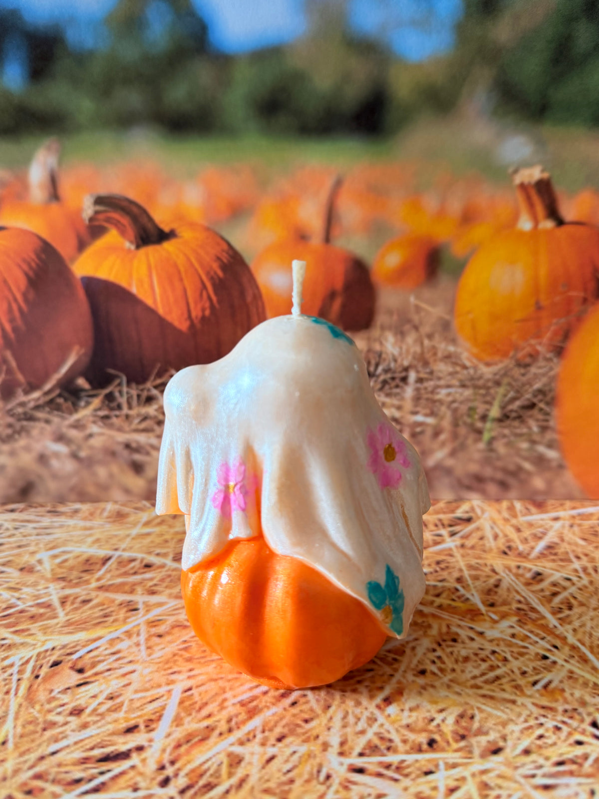Pumpkin Patch Ghost Candle | Hand-Poured Soy Wax with Fig & Warm Spices